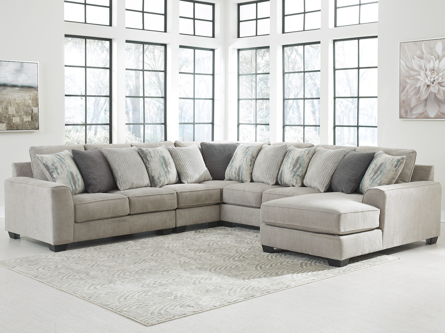 Ardsley 5-Piece Sectional with Chaise by Ashley (RHF Arm Chaise)
