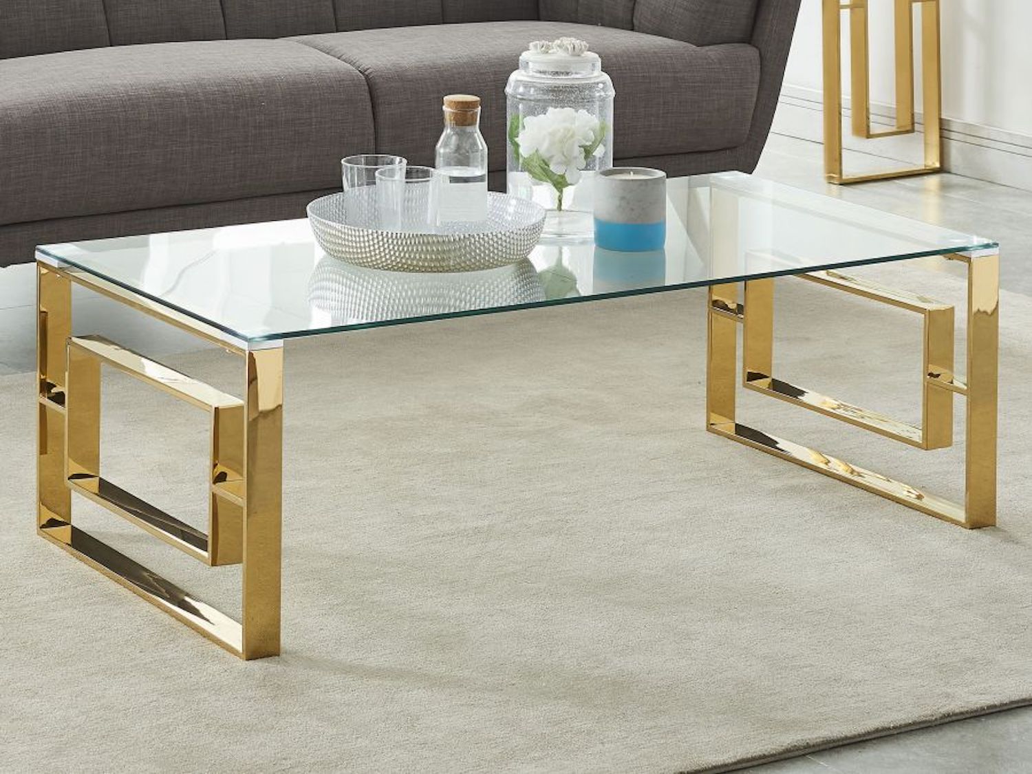 Glass Top Eros Coffee Table - Gold