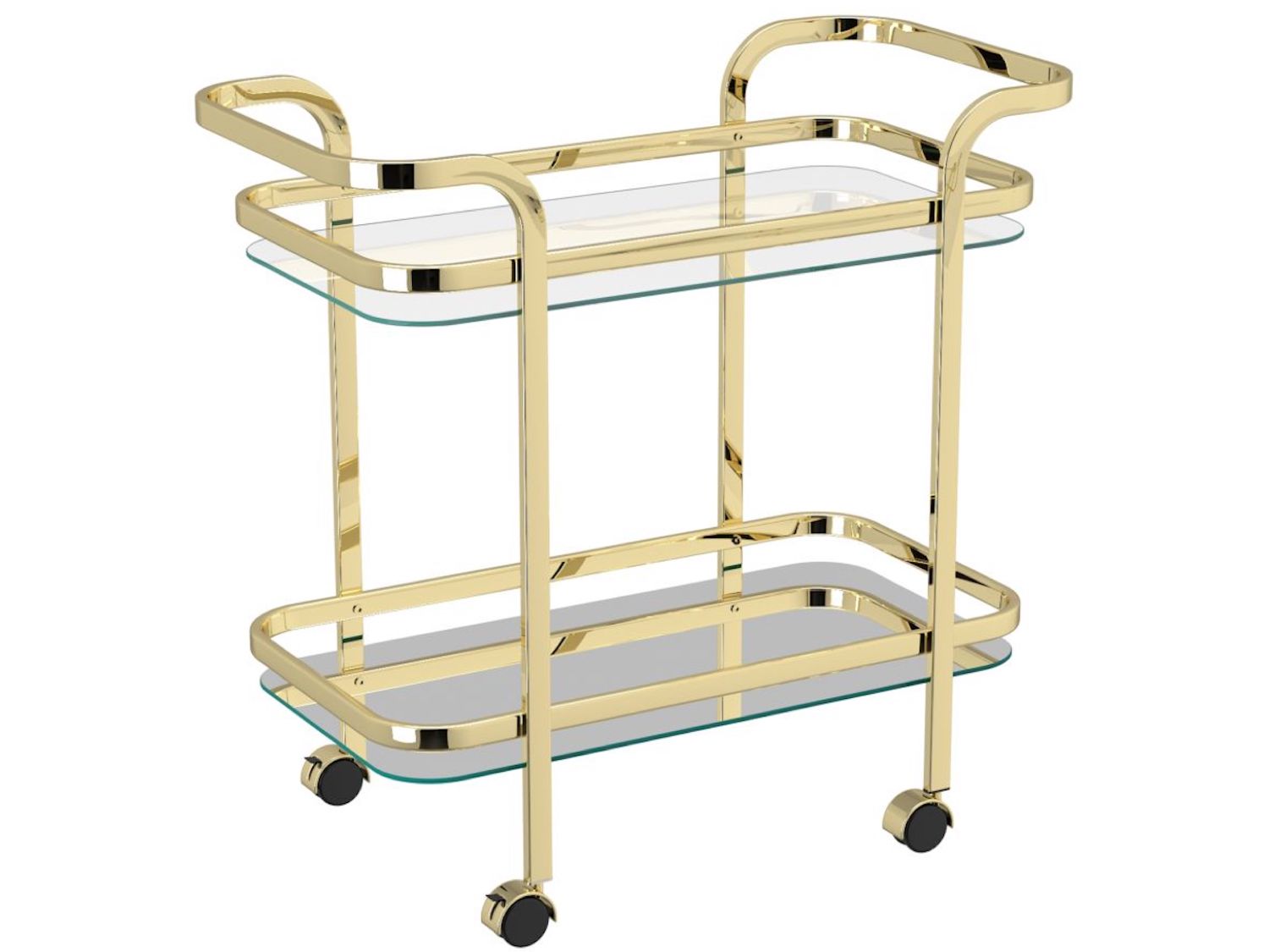Zedd 2-Tier Bar Cart in Polished Gold