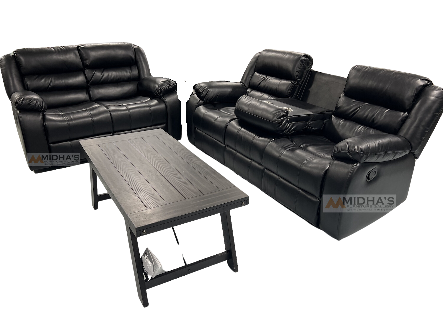2 PC Manual Reclining Faux Leather Sofa + Love Seat