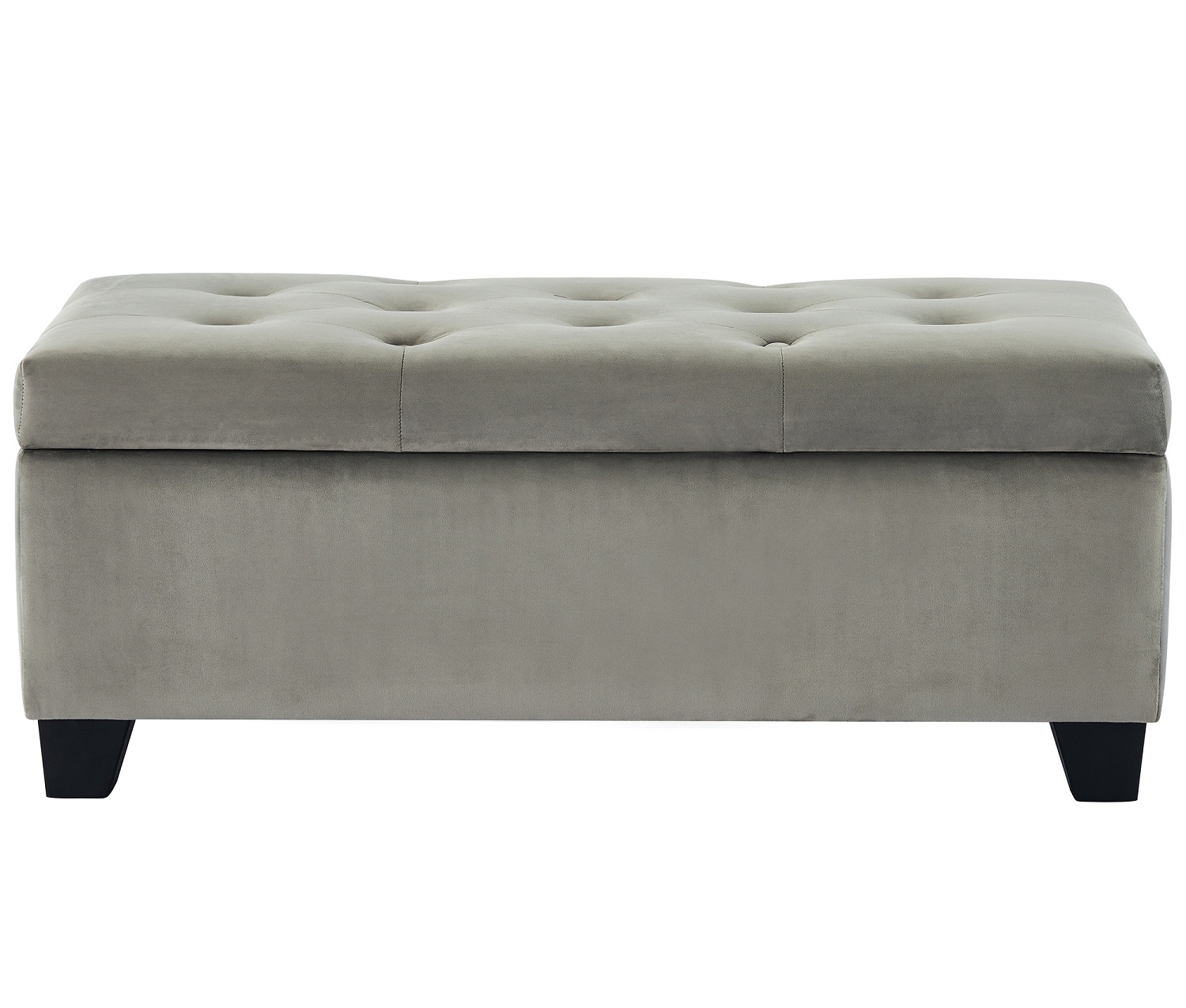Sally Storage Ottoman in Grey Velvet Tufting