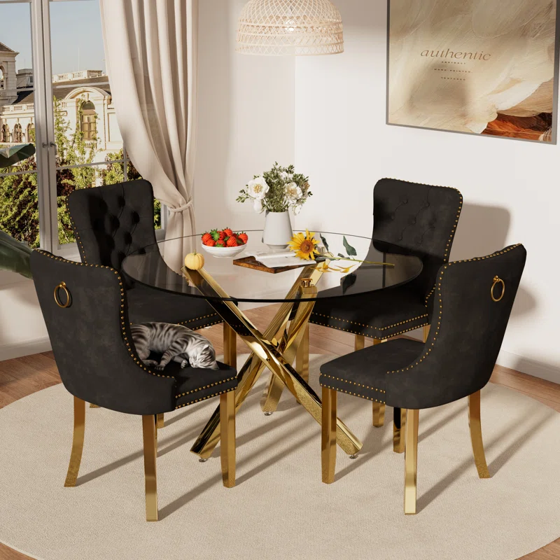 5 PC Dining Room Set in Gold