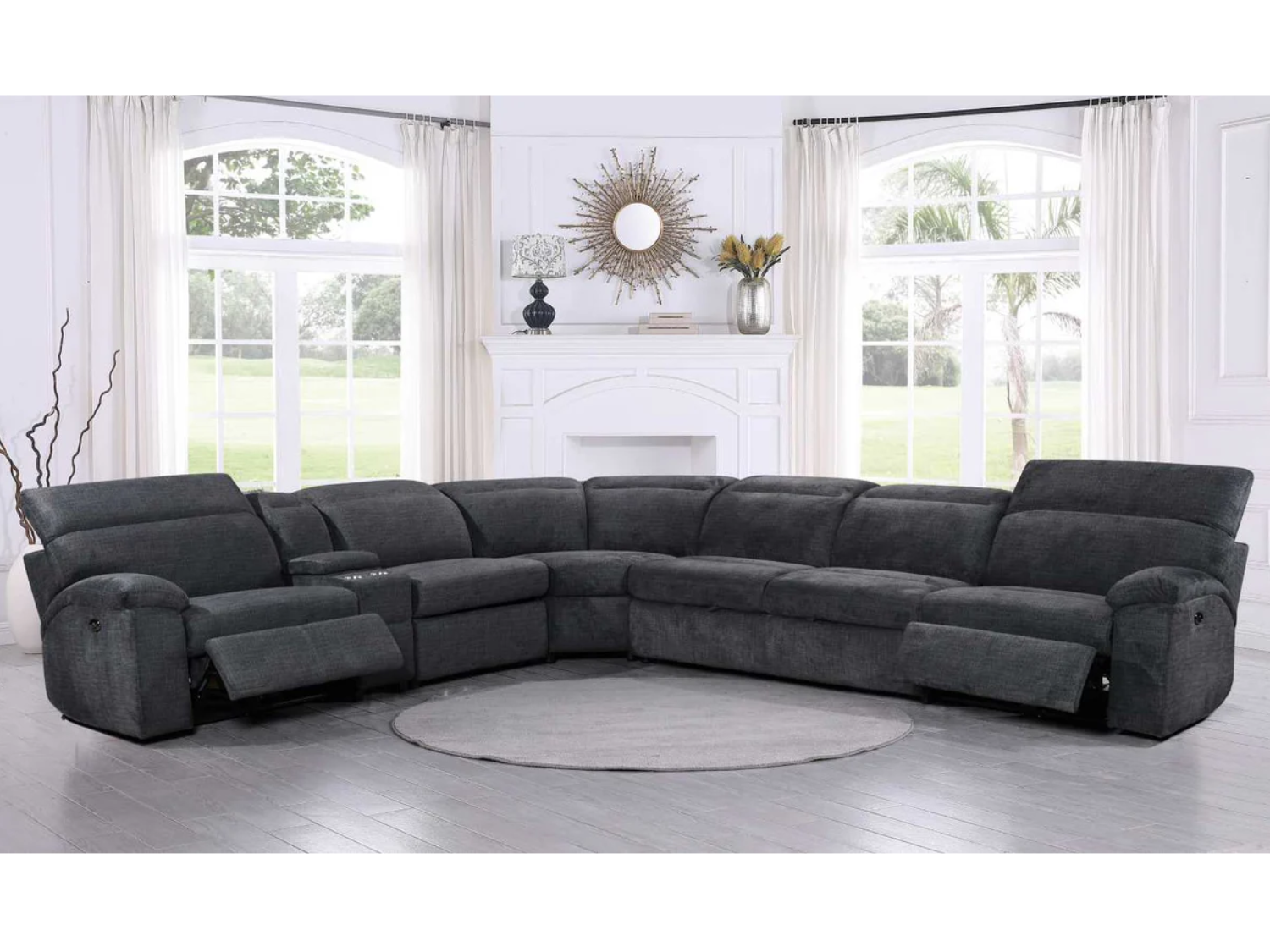 Edison 6 PC Power Recliner Sectional with Sofa Bed