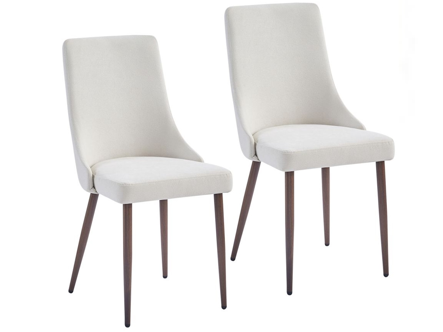 Cora Fabric Dining Chair, Set of 2 in Beige and Walnut