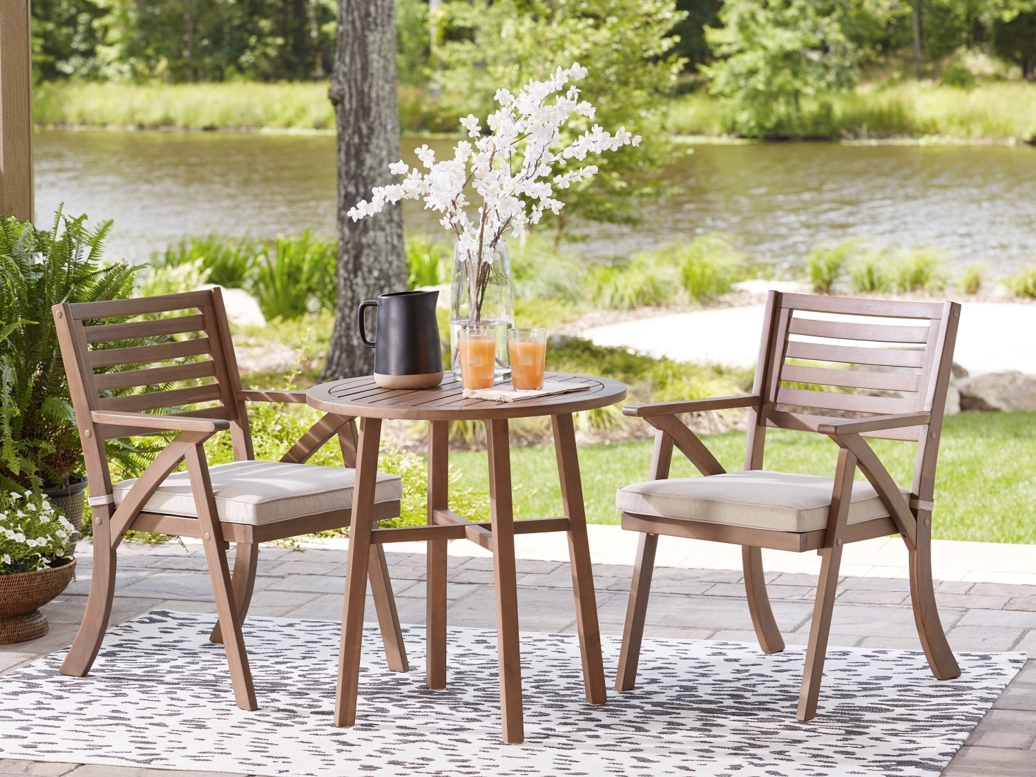 Vallerie Outdoor Chairs with Table Set (Set of 3)