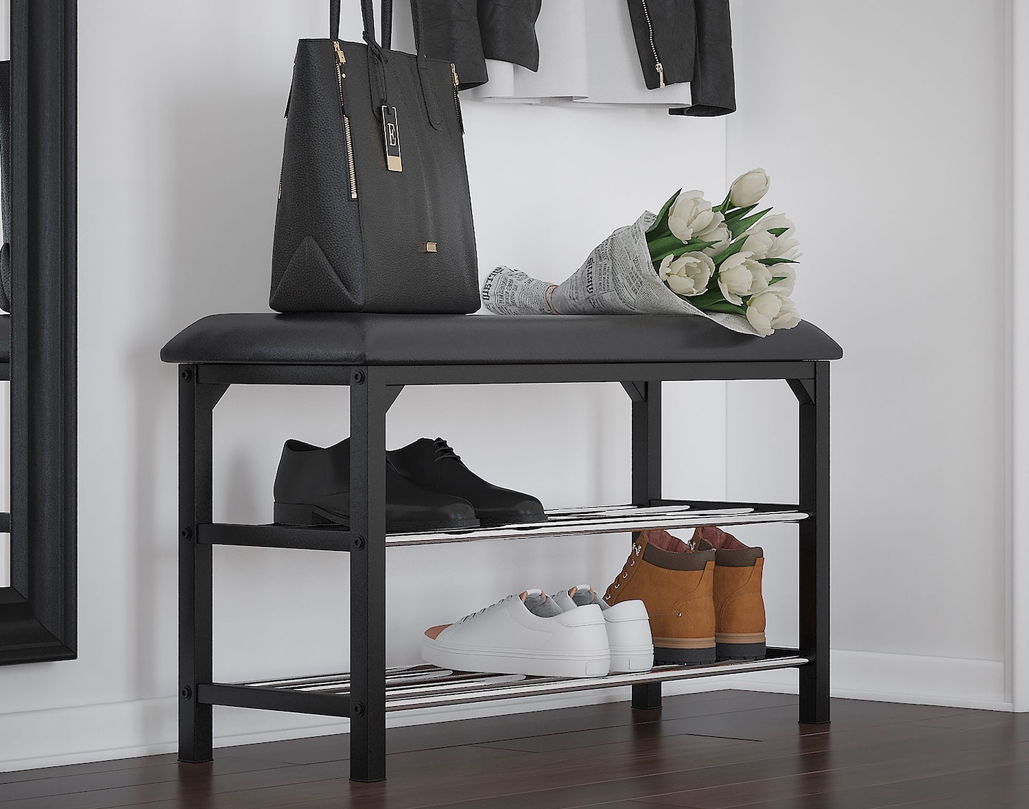 Foster 2-Tier Bench in Black