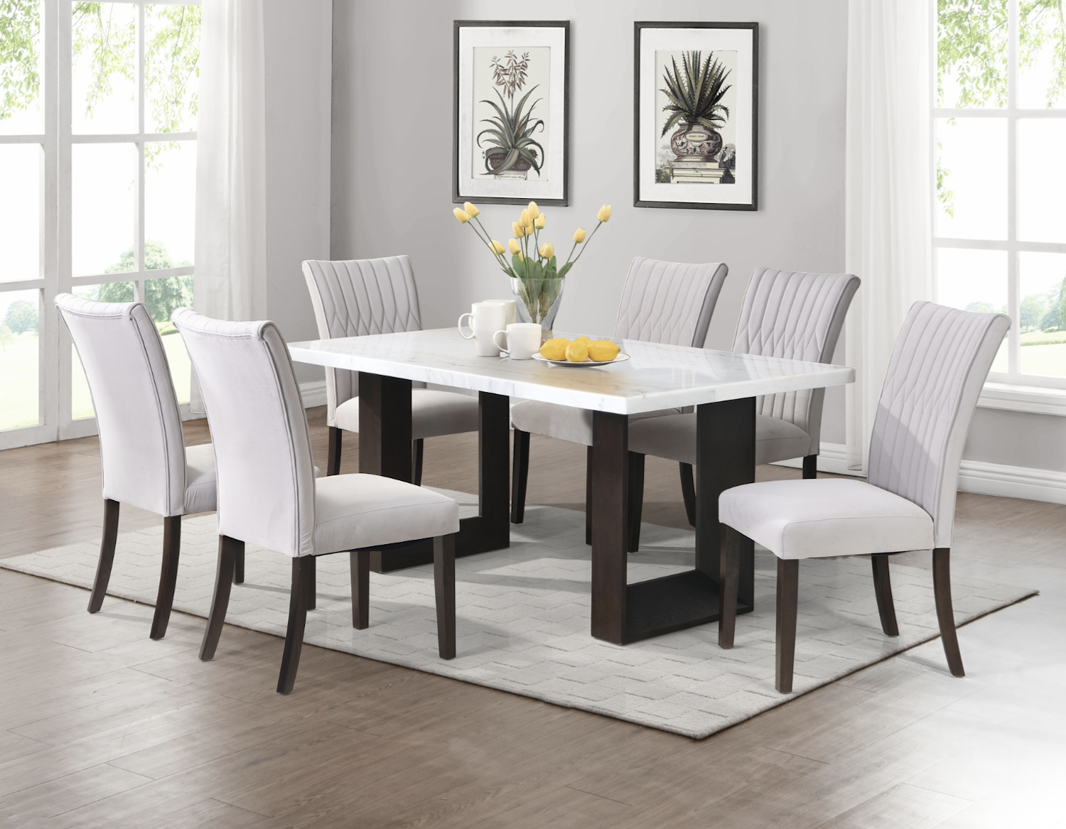 Hyperion 7 PC Marble Dining Table Set