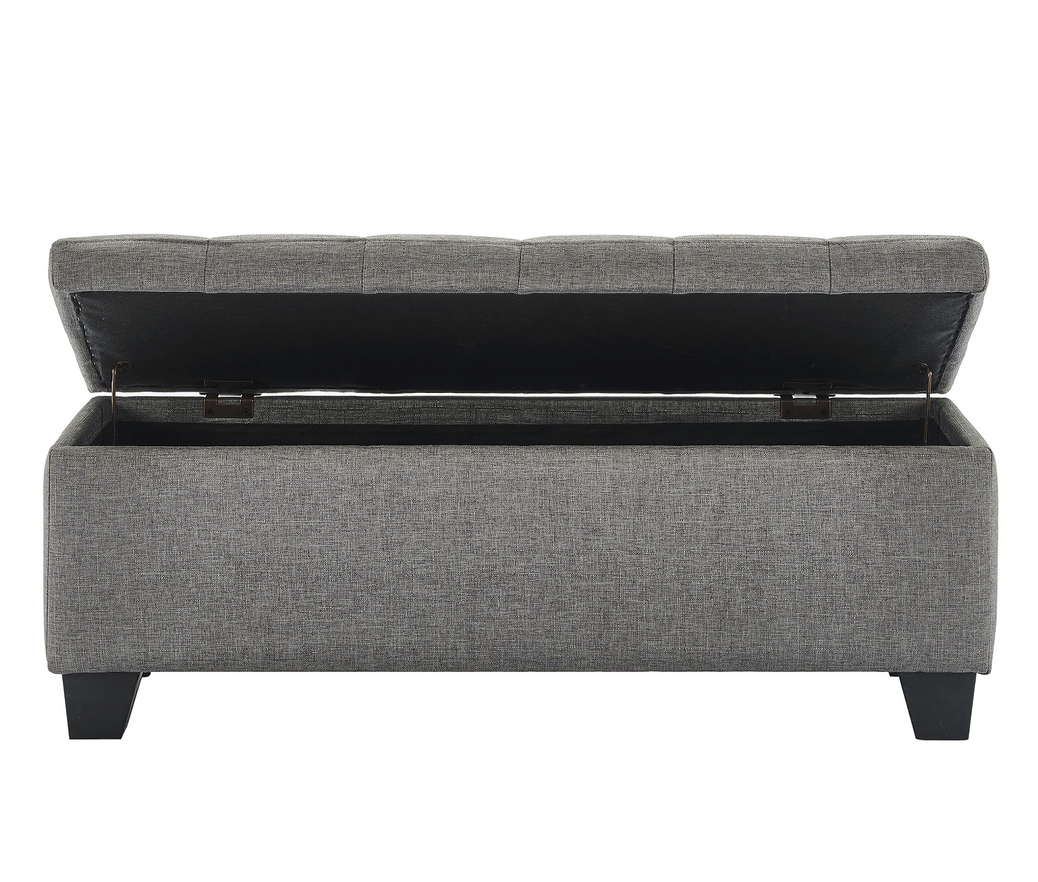 Lila Storage Ottoman in Grey Textured Fabric