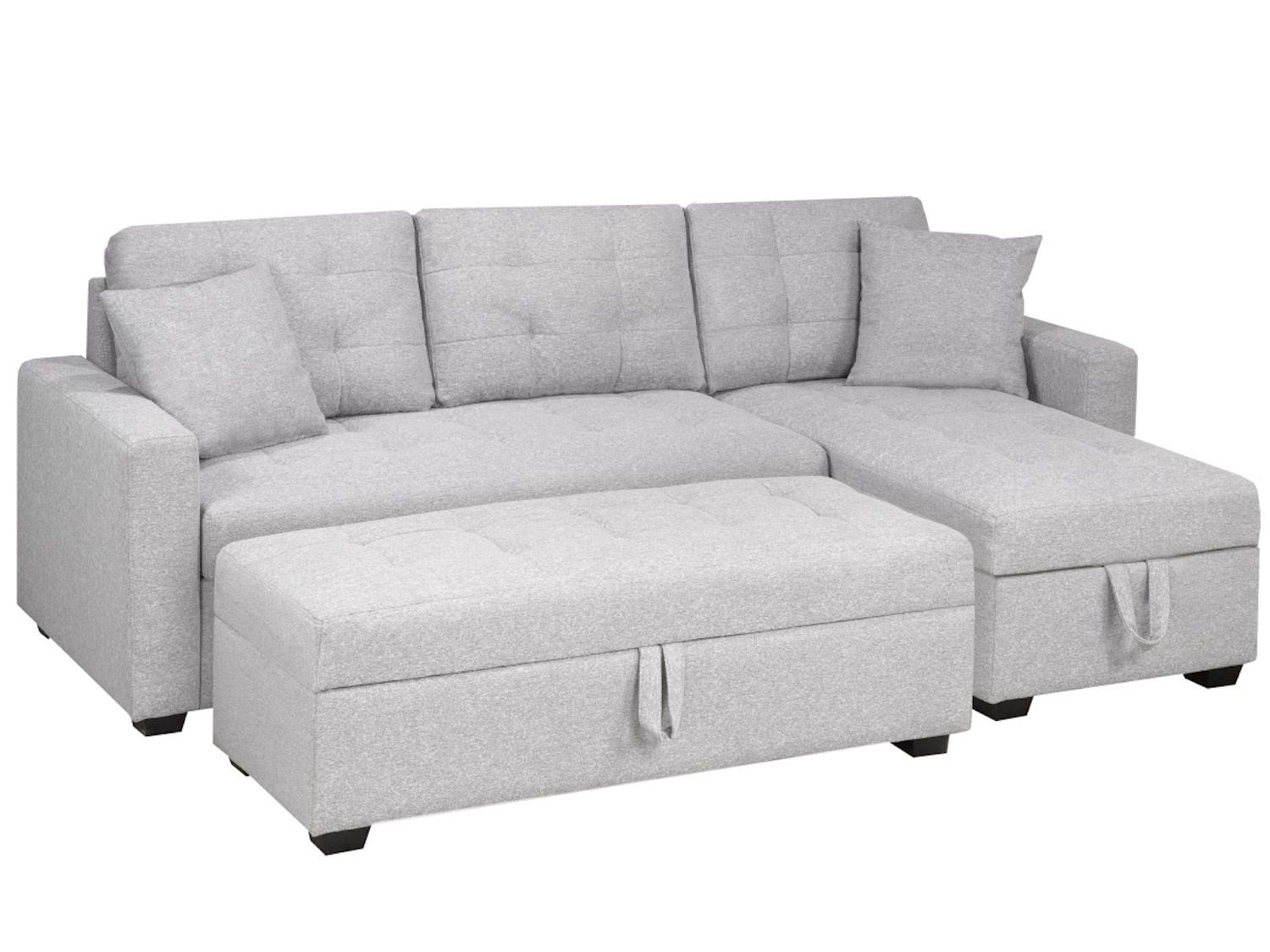 Amanda Modern Grey Sectional with Ottoman