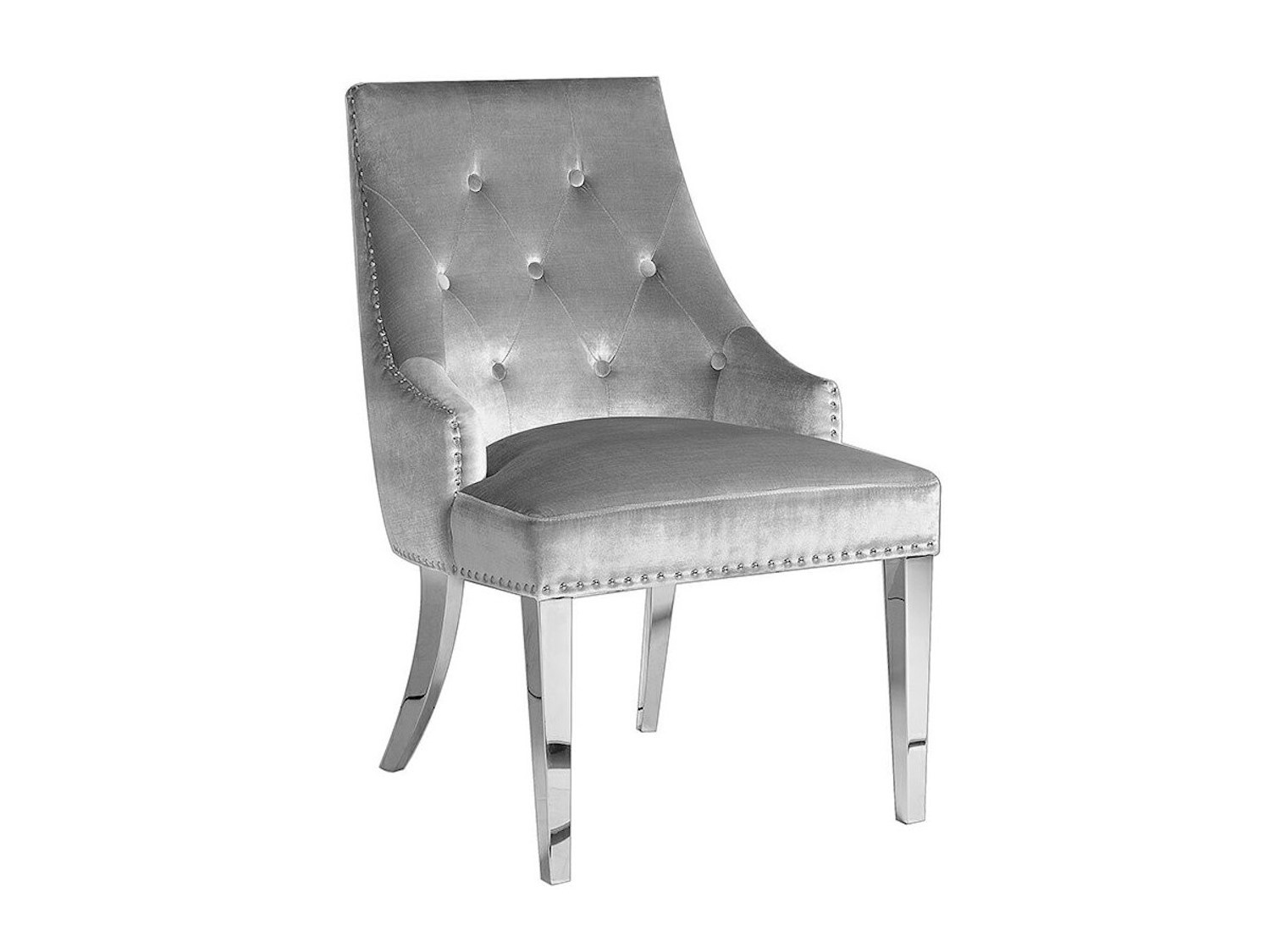 Oscar Dining Chair Steel legs Expensive Grey Velvet