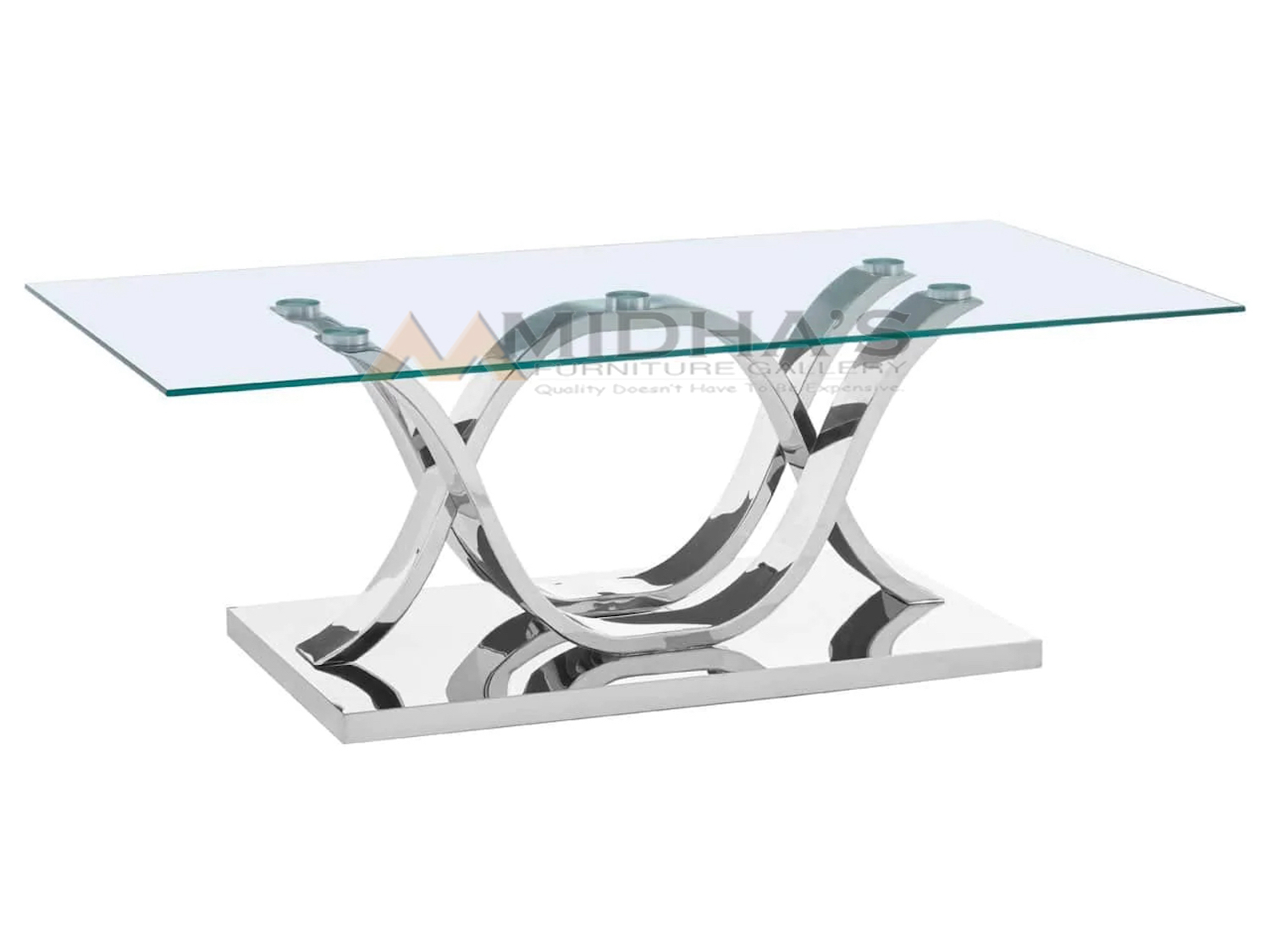Tempered Glass Dining Table with Stainless Steel Base
