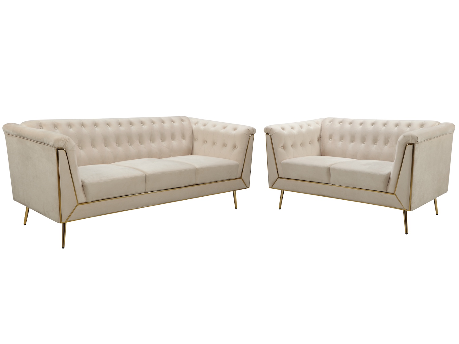 Milo Sofa and Love Seat (Beige & Gold)