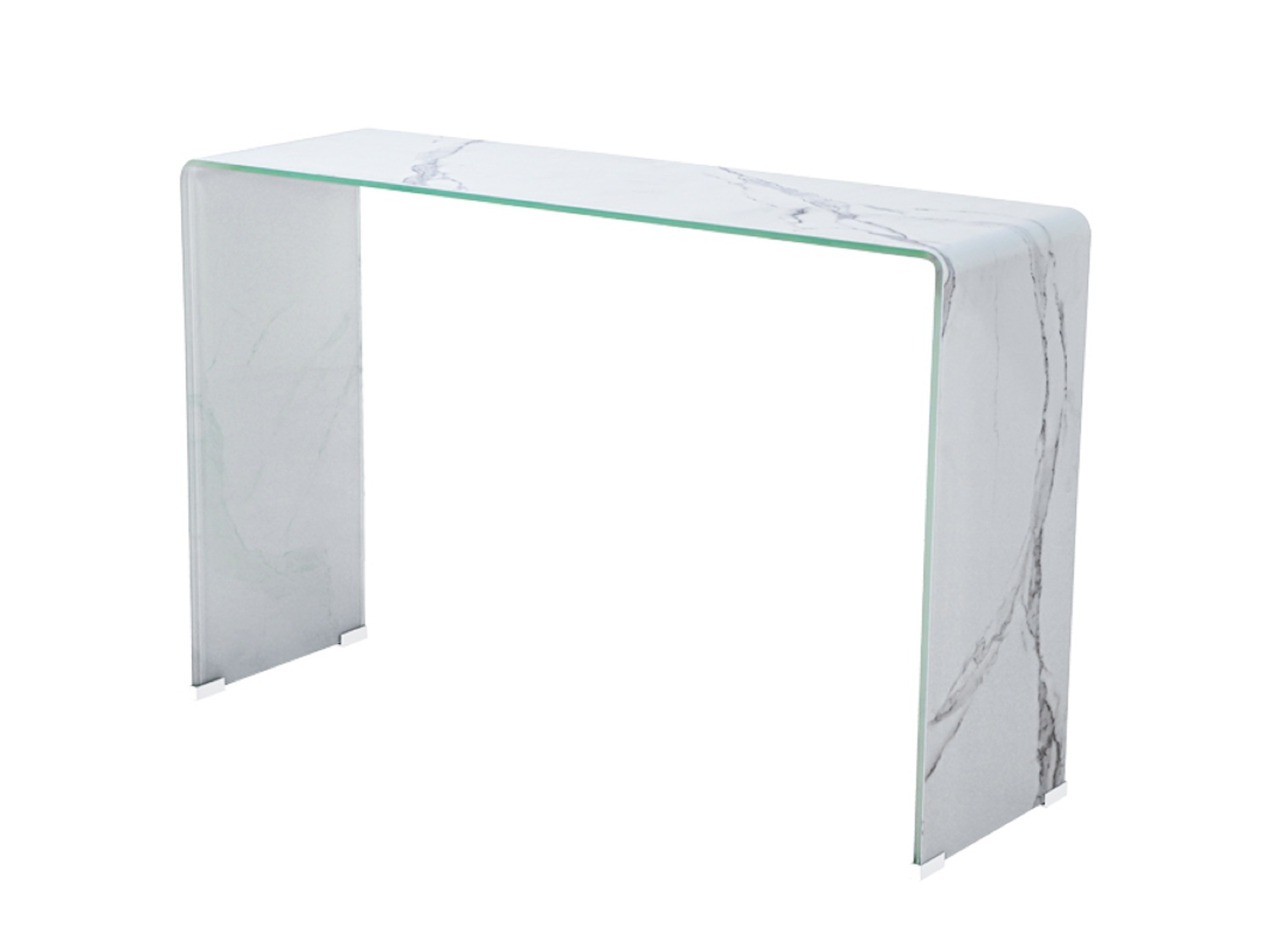 Marble Look Bent Glass Console Table