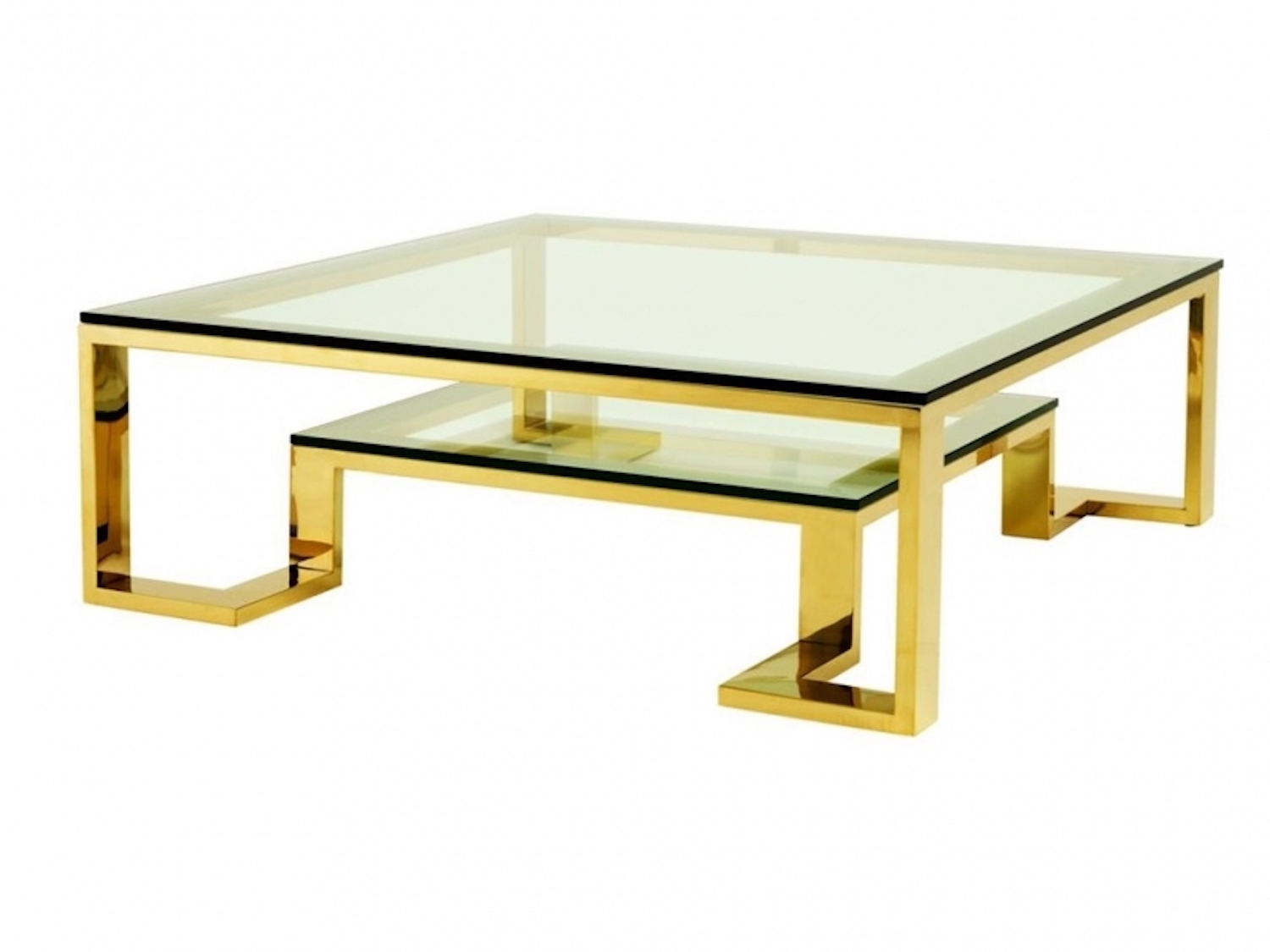 Square Stainless Steel Base with Tempered Glass (GOLD)