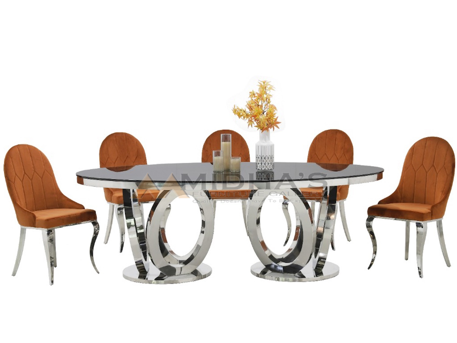 95 Inch Black Tempered Glass Oval Table