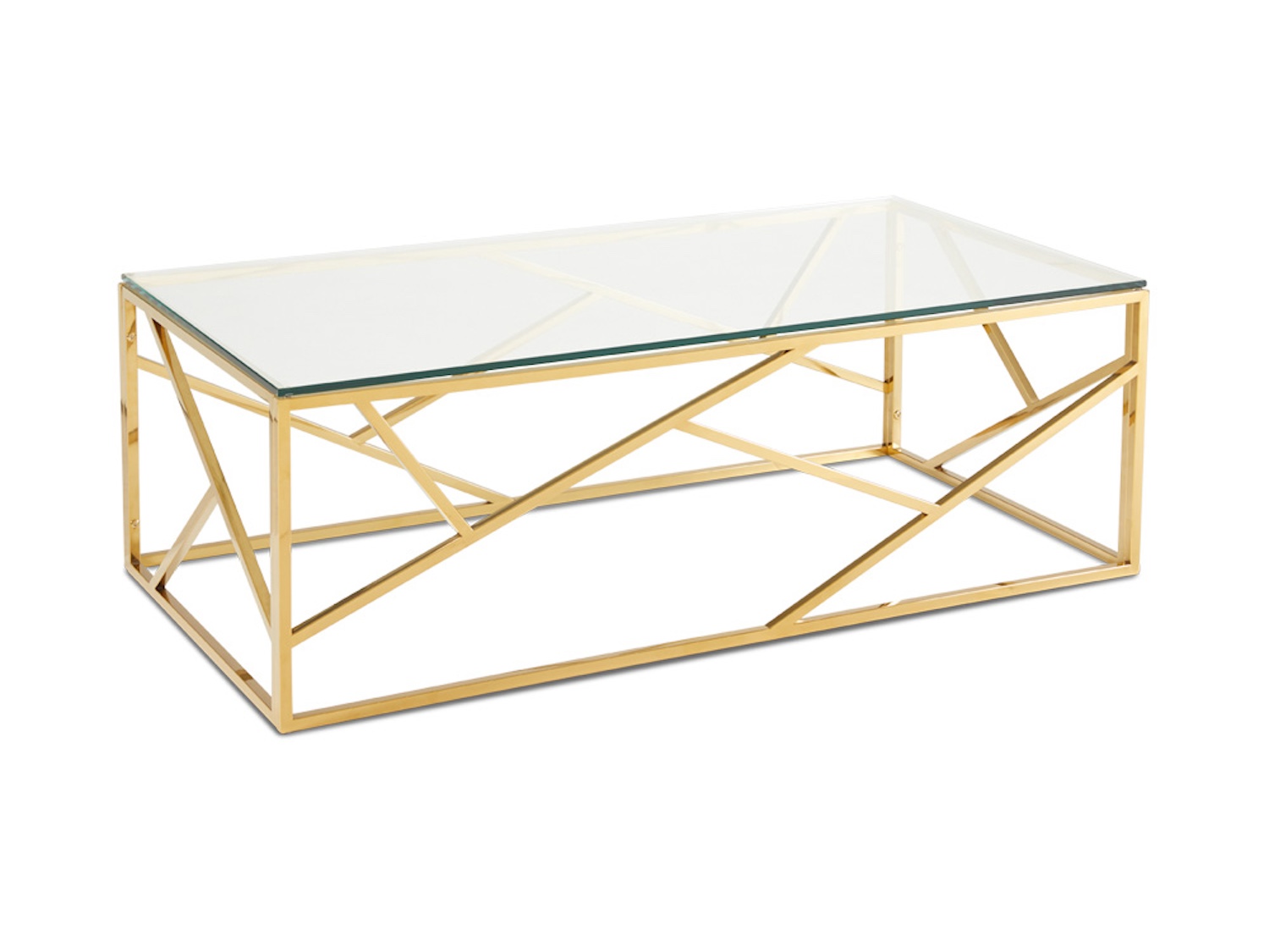 Xcella design Glass Top Carole Gold Coffee Table in Gold