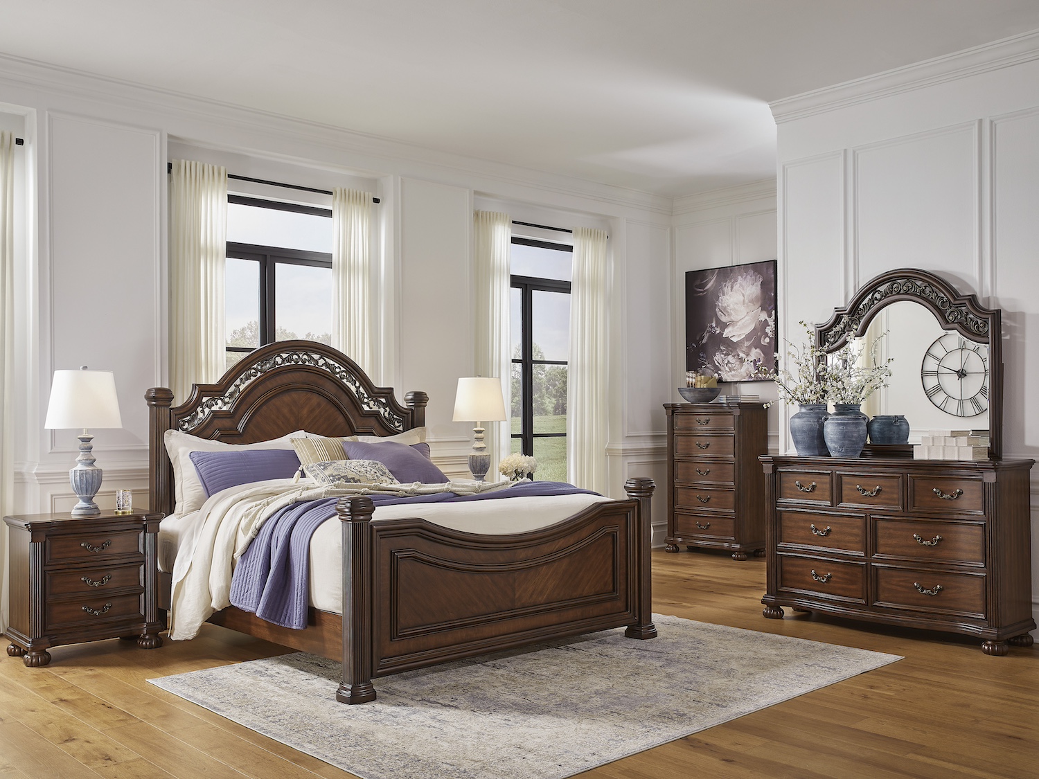 With Five Drawer Chest