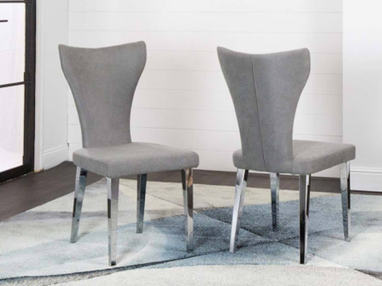 Asher Gray Fabric/Chrome Base Chair