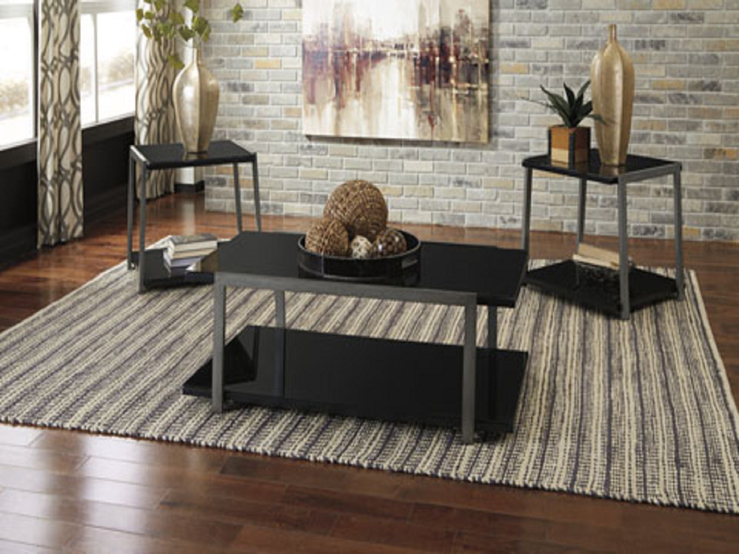 Rollynx 3PC Coffee Table Set in Contemporary Style