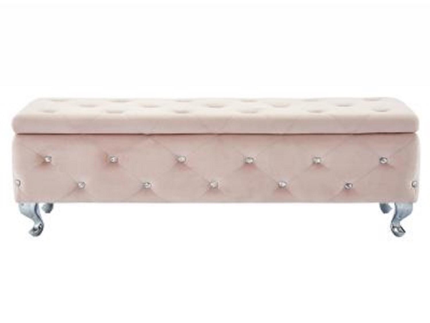 Monique-Storage Ottoman with Luxurious Velvet in a Soft Blush Pink