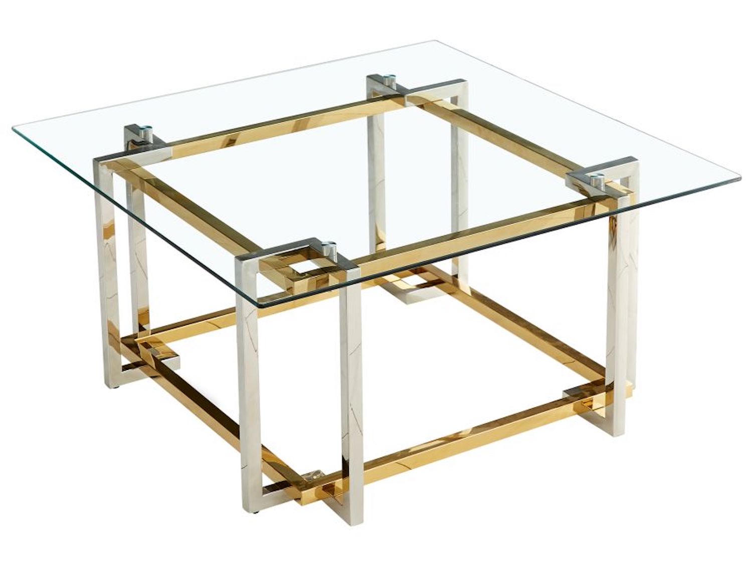 Loraine Square Coffee Table in Gold & Silver