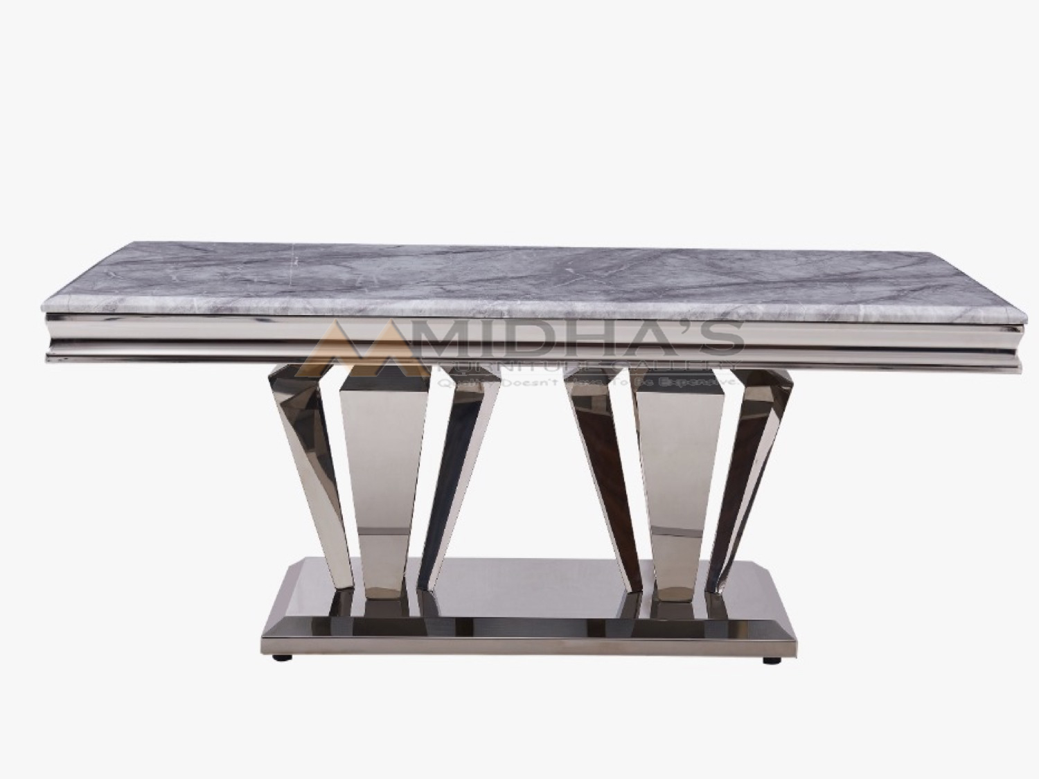 Double Pedestal Coffee Table with Steel Base