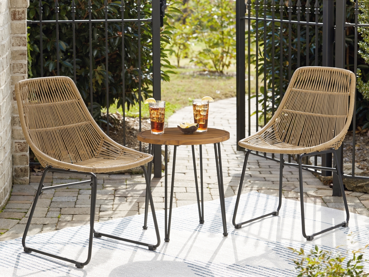 Coral Sand Outdoor Chairs with Table Set (Set of 3)