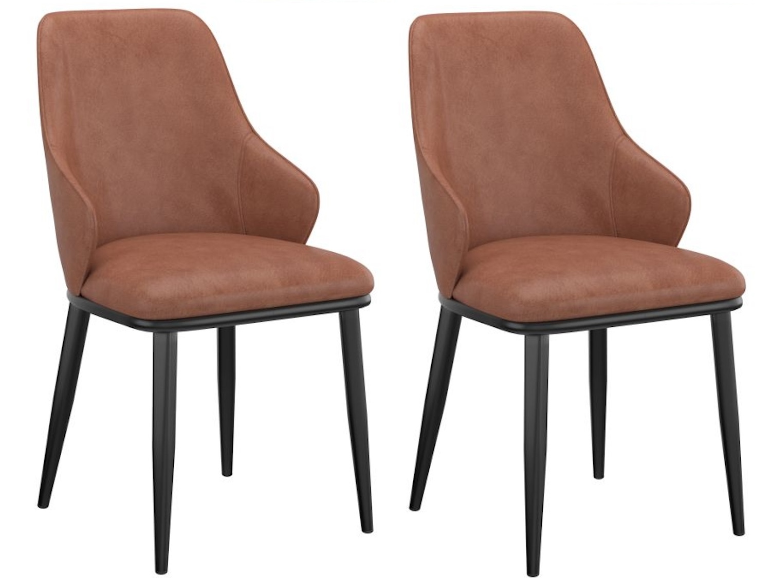 Kash (2 PC) Dining Chair Faux Leather in Saddle and Black