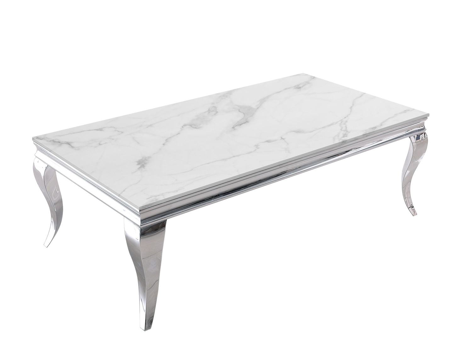 51 Inch Cultured Marble Coffee Table with Steel Legs