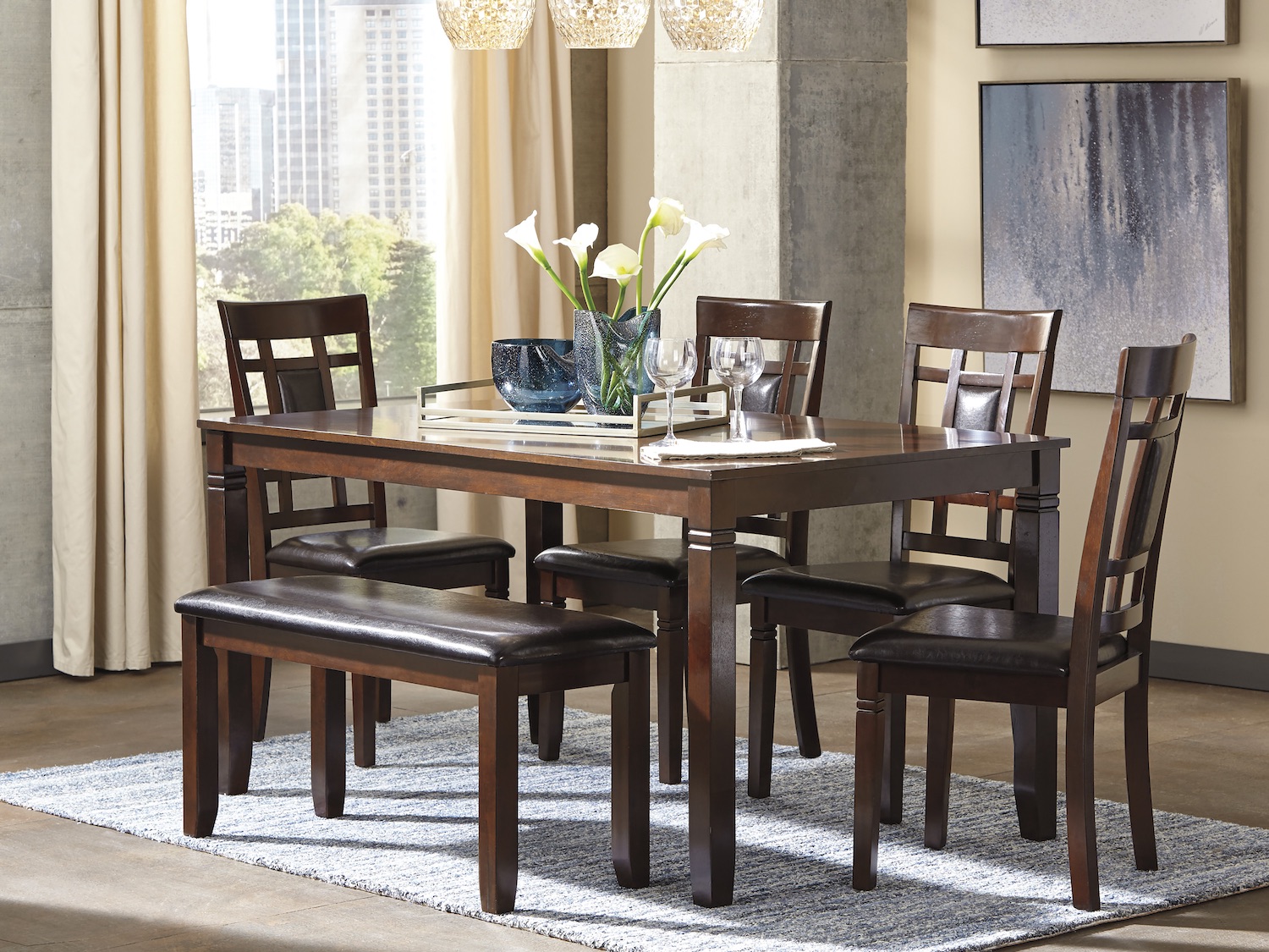 Ashley Bennox 6 PC Dining Room Set in Modern Style