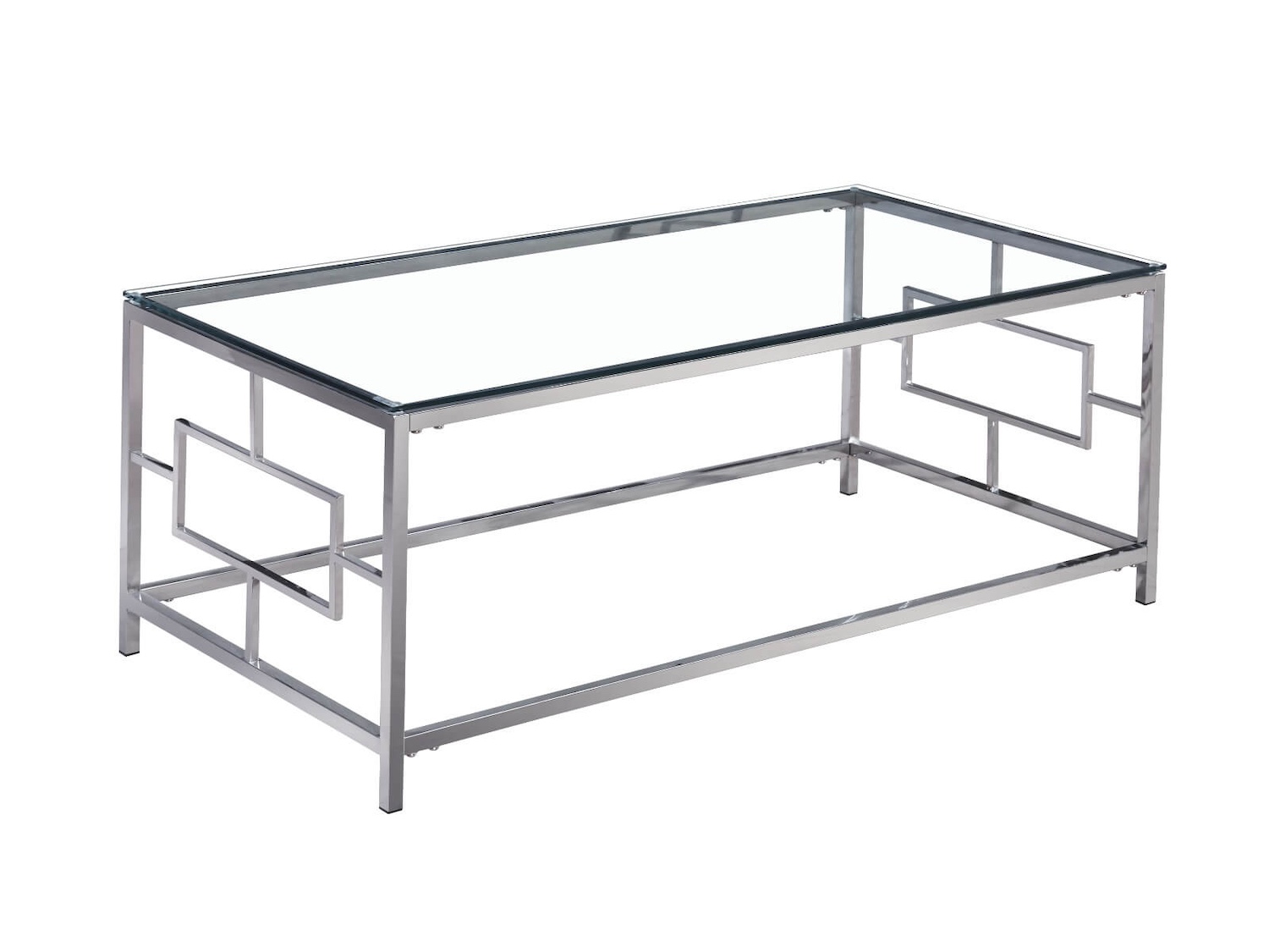 Modern Glass Coffee Table with Glass Shelf