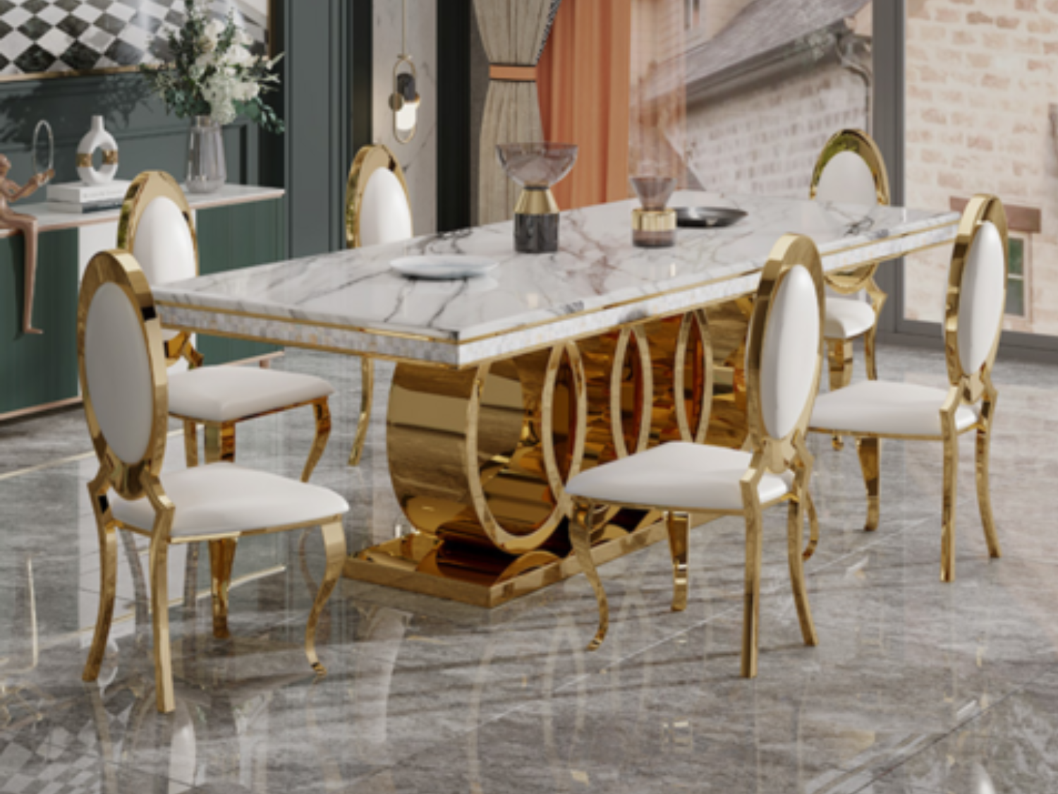 Audi Marble 5 PC Dining Room Set
