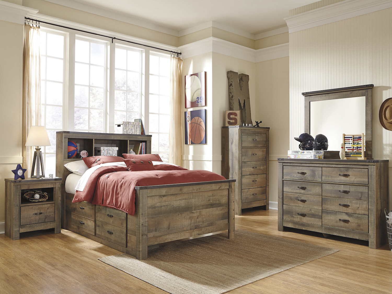 Trinell Double Book Case Storage Bed Only