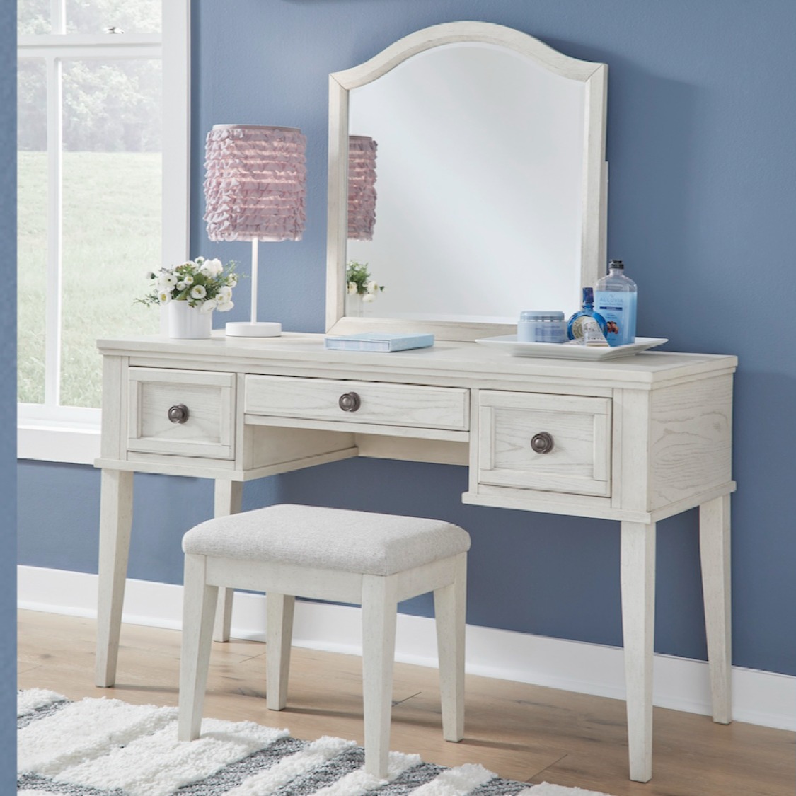 Robbinsdale Mirrored Vanity with Bench
