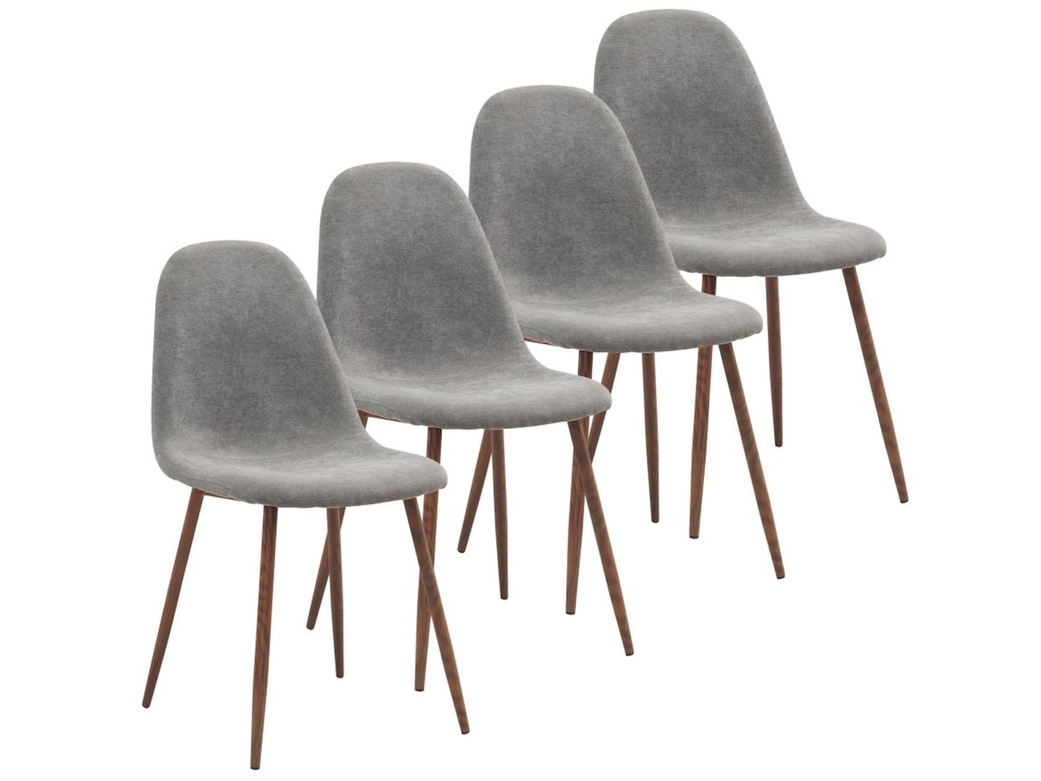 Lyna Dining Chair, Set of 4 in Grey and Walnut