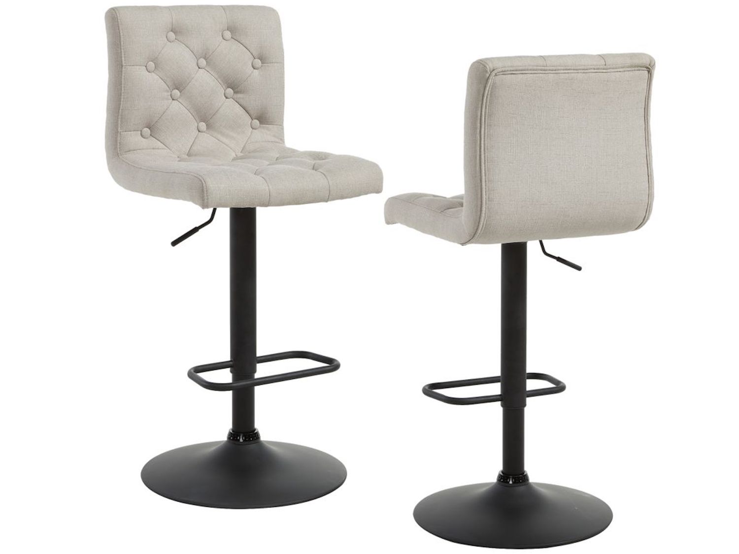 Dex 2 PC Adjustable Air Lift Stools, Beige & Black